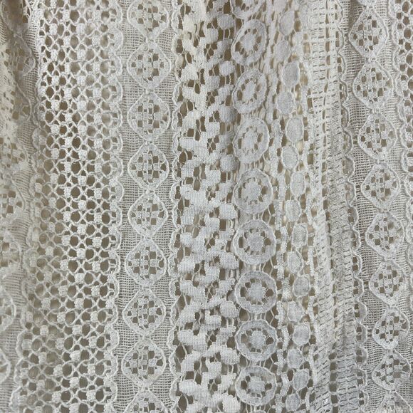 Miami by Francesca's Crochet Top Short Sleeve Shirt Cream Woven Lace Cotton M - Picture 2 of 11
